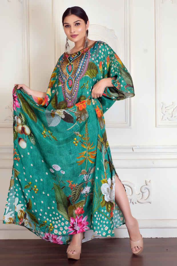 Plus Size Kaftan womens kaftan Pure silk kaftan Floral Kaftan
