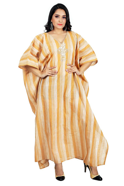 Hand embroidered kaftan Linen cotton Kaftan Dresses for Women