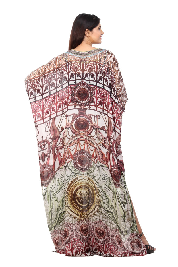 Hook up with Abstract Tribal patterned Long Silk Kaftan and style up glamorous