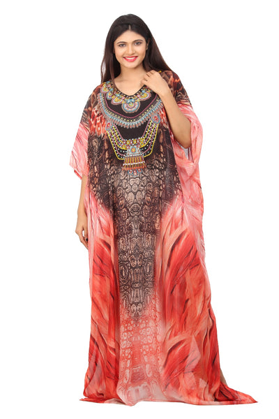 tropical maxi dress with sleeves
