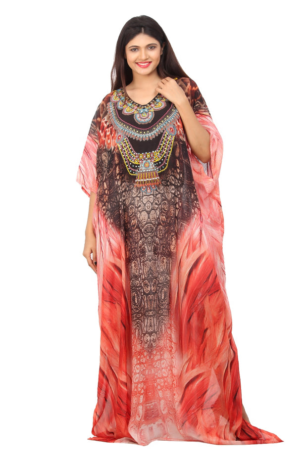 tropical maxi dress with sleeves