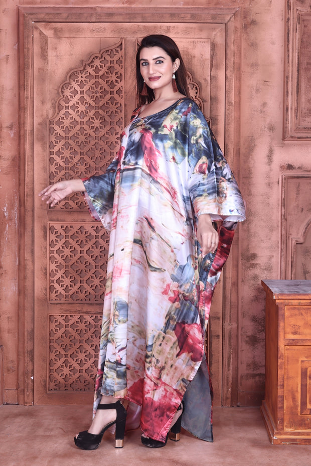 Tie Dye pattern Evening Party wear kaftan dress Caftan Loungewear silk Kaftan