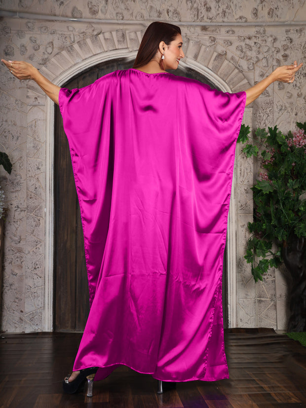 Party wear Plain Long satin caftan Dress resort wear for women