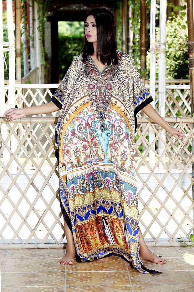 silk kaftan maxi dress