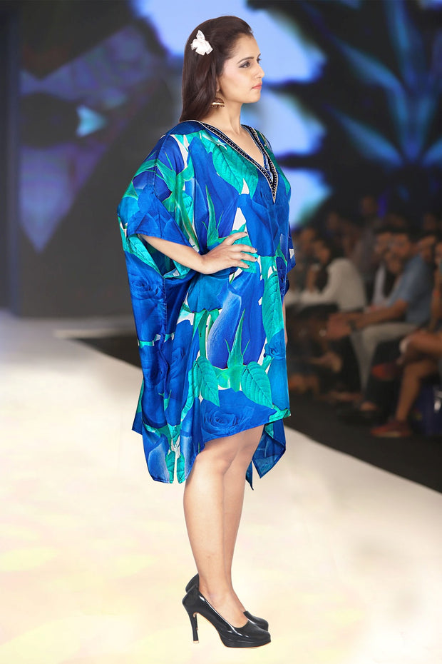Silk kaftan tunic for women caftan for ladies beach wear floral print silk dress