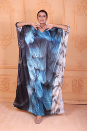 Feather print Plus Size Caftan Custom Length Resort Wear kaftans for women