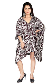 Zebra stripe short silk kaftan beautiful designer caftan dress for women