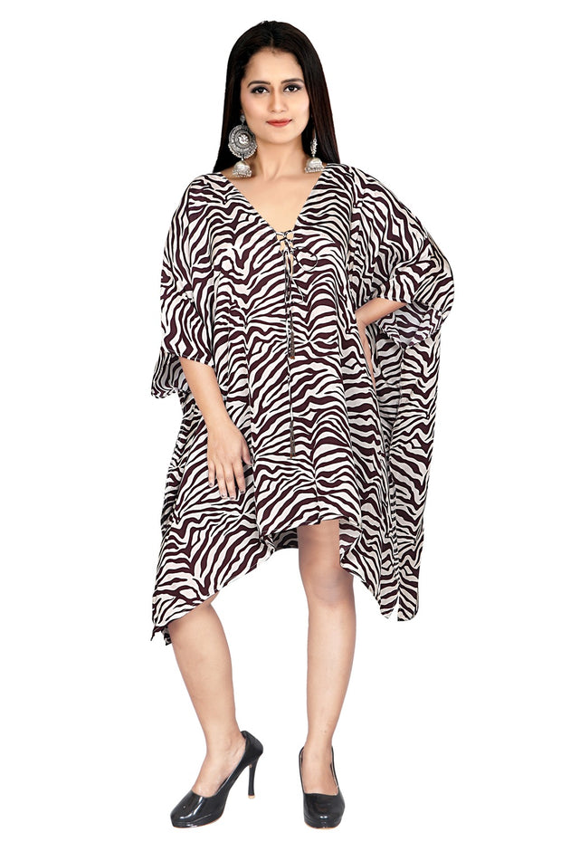 Zebra stripe short silk kaftan beautiful designer caftan dress for women