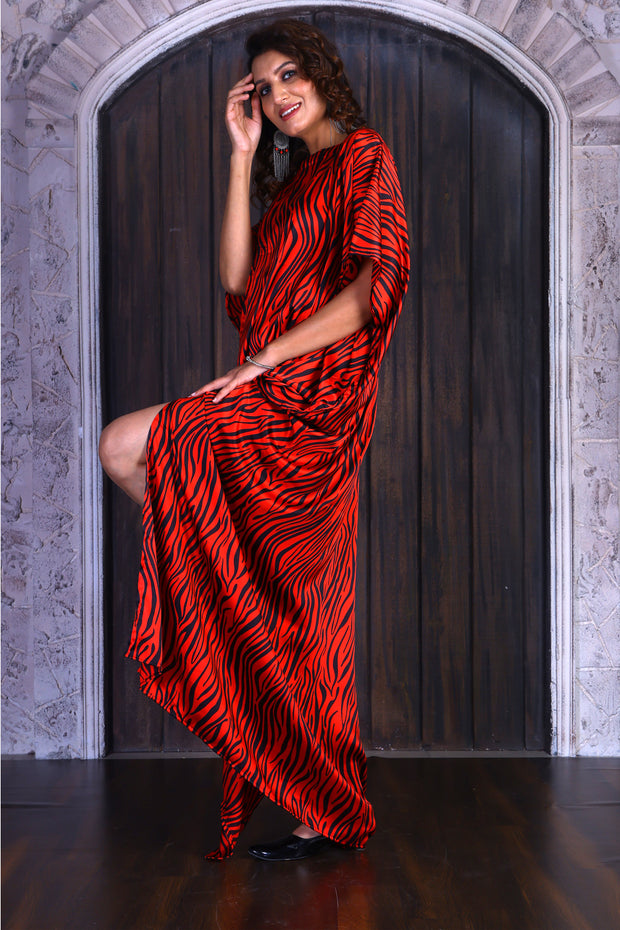 red caftan dress Red Silk Kaftan Dress