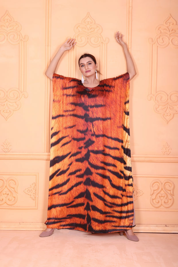 Tiger Silk Kaftan Kaftan Boho Dress Gift Silk Caftan Night Gown Kaftan