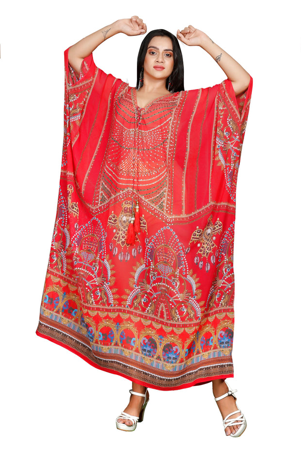 Elegance over time with light embellished self-print over cheap kaftan to express