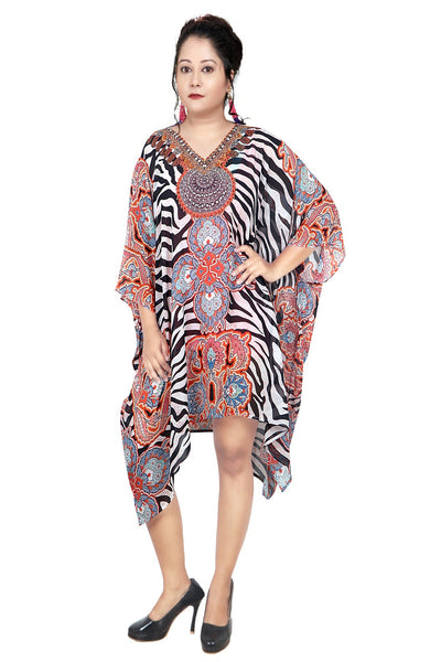 Zebra Stripe Animal Print caftan tunic embellished kaftan resort wear