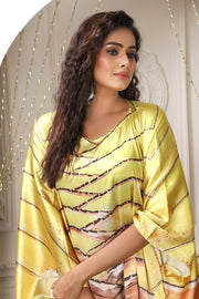 Vibrant Robe Satin Silk Kaftan Party Dress with Abstract Luxury inspired caftan