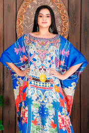 Floral print silk kaftan Designer print Silk resort wear plus size dress
