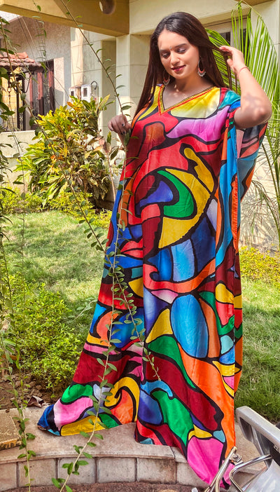 designer wear Royal Evening silk kaftan Picasso inspired caftan outfit