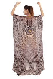 Beauty in Black Geometric Printed Silk Kaftan with crystals embellishments