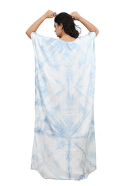 Indigo natural dye Kaftan Blue and white Maxi Dress caftans