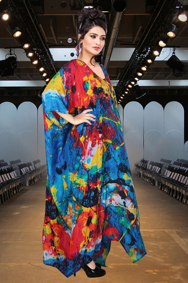 Designer Print kaftan dress silk Beach Cover Up silk kaftan Maxi Dress
