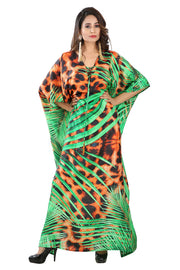 Luxury Lace up Silk kaftan tiger skin Animal print kaftan silk dress