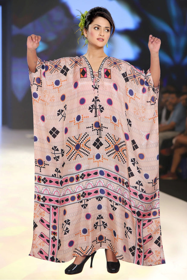 Pure Silk Kaftan Luxe beach kaftan Lace Up beach wear caftan