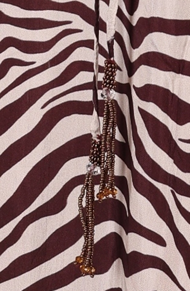 Zebra stripe short silk kaftan beautiful designer caftan dress for women